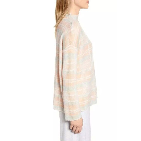 Lou & Grey Plaid Wool Alpaca Blend Sweater Beige Pink Neutral Academia Tunic Med - Picture 3 of 16